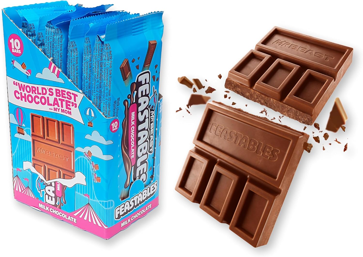 Mr Beast Feastables Milk Chocolate Bar 10 x 60g