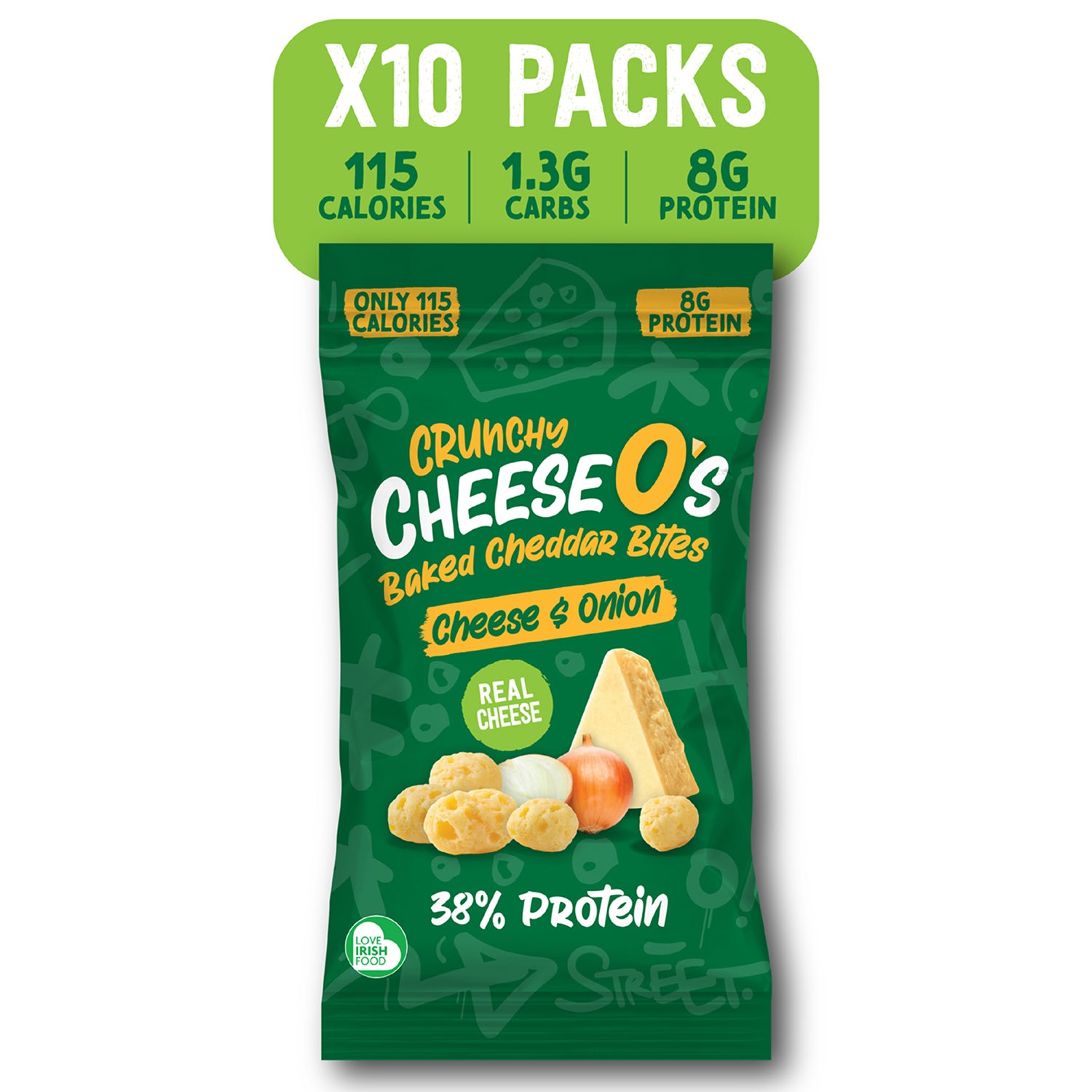 CheeseO's Crunchy Baked Cheddar Bites - Cheese & Onion 10 x 20g