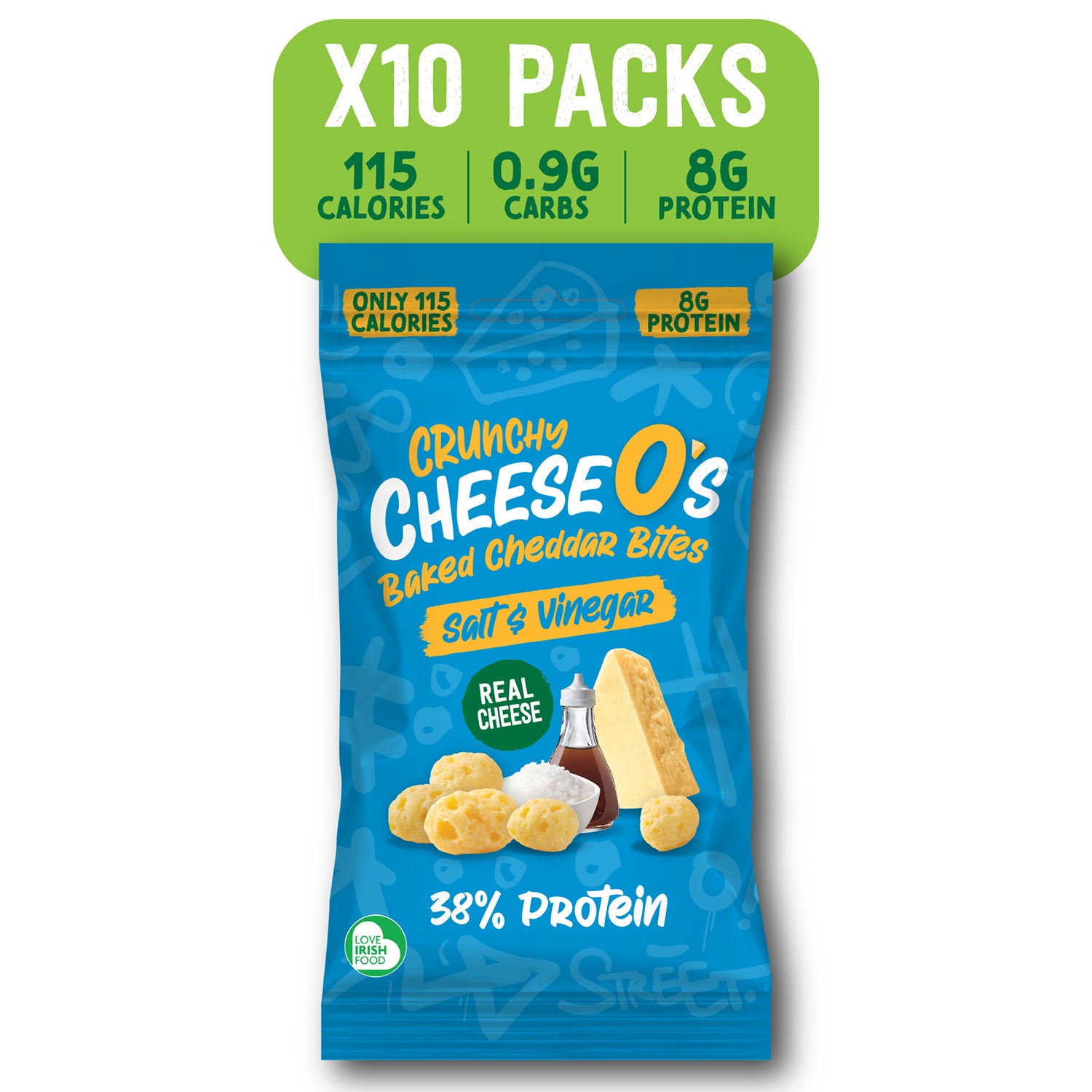 CheeseO's Crunchy Baked Cheddar Bites - Salt & Vinegar 10 x 20g