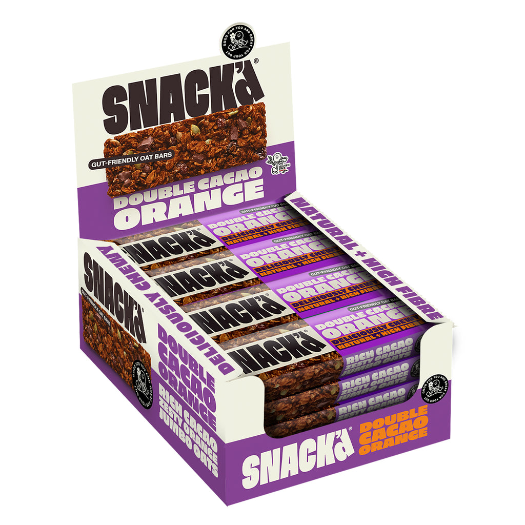 SNACK'd Gut Friendly Oat Bar Double Cacao Orange 16 x 42g