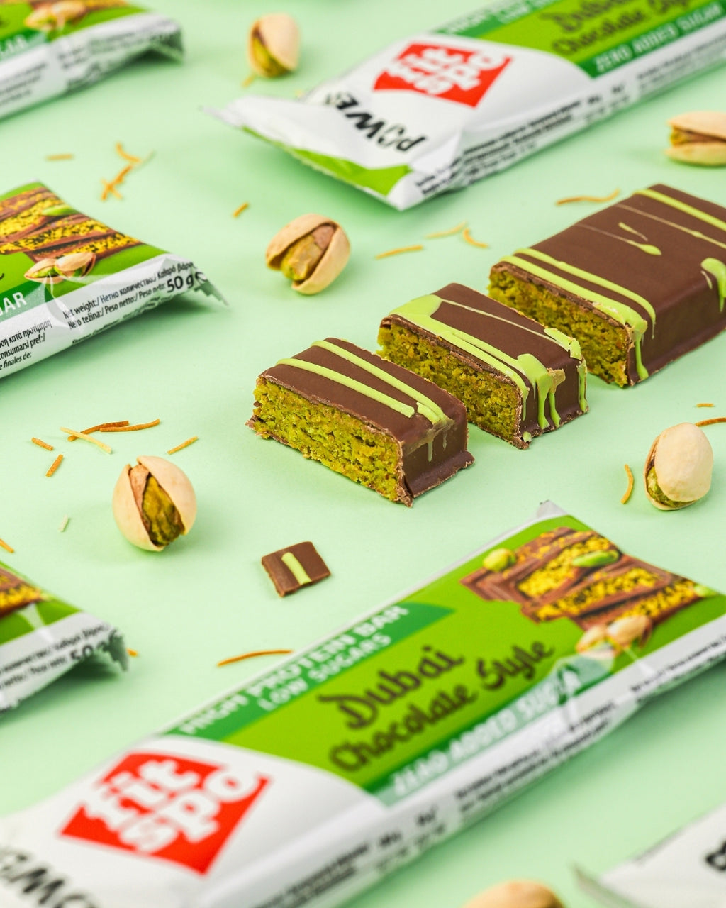 FITSPO Dubai Chocolate Protein Bar 50g - High Protein Snack