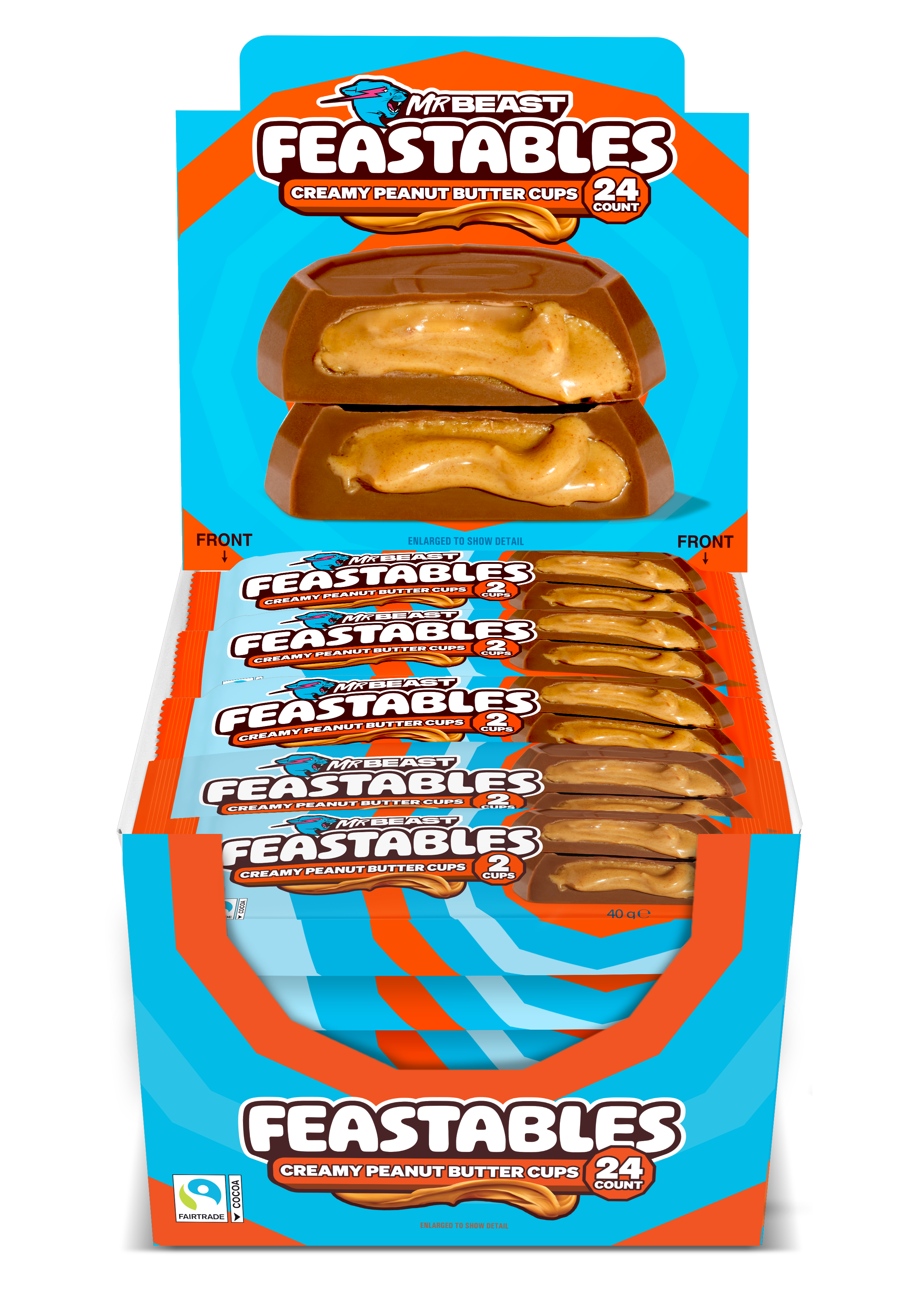 Mr Beast Feastables Milk Chocolate Peanut Butter Cups 40g x 24