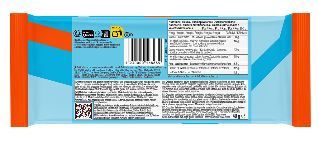 Mr Beast Feastables Milk Chocolate Peanut Butter Cups 40g x 24
