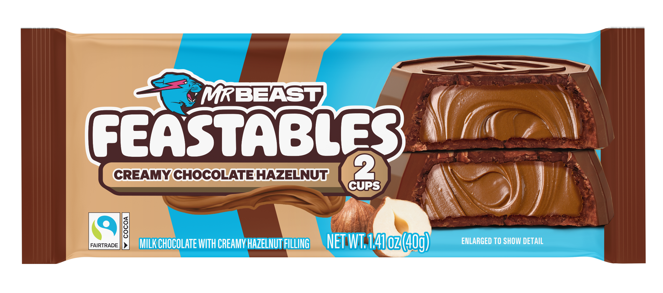Mr Beast Feastables Milk Chocolate Hazelnut Cups 40g x 24