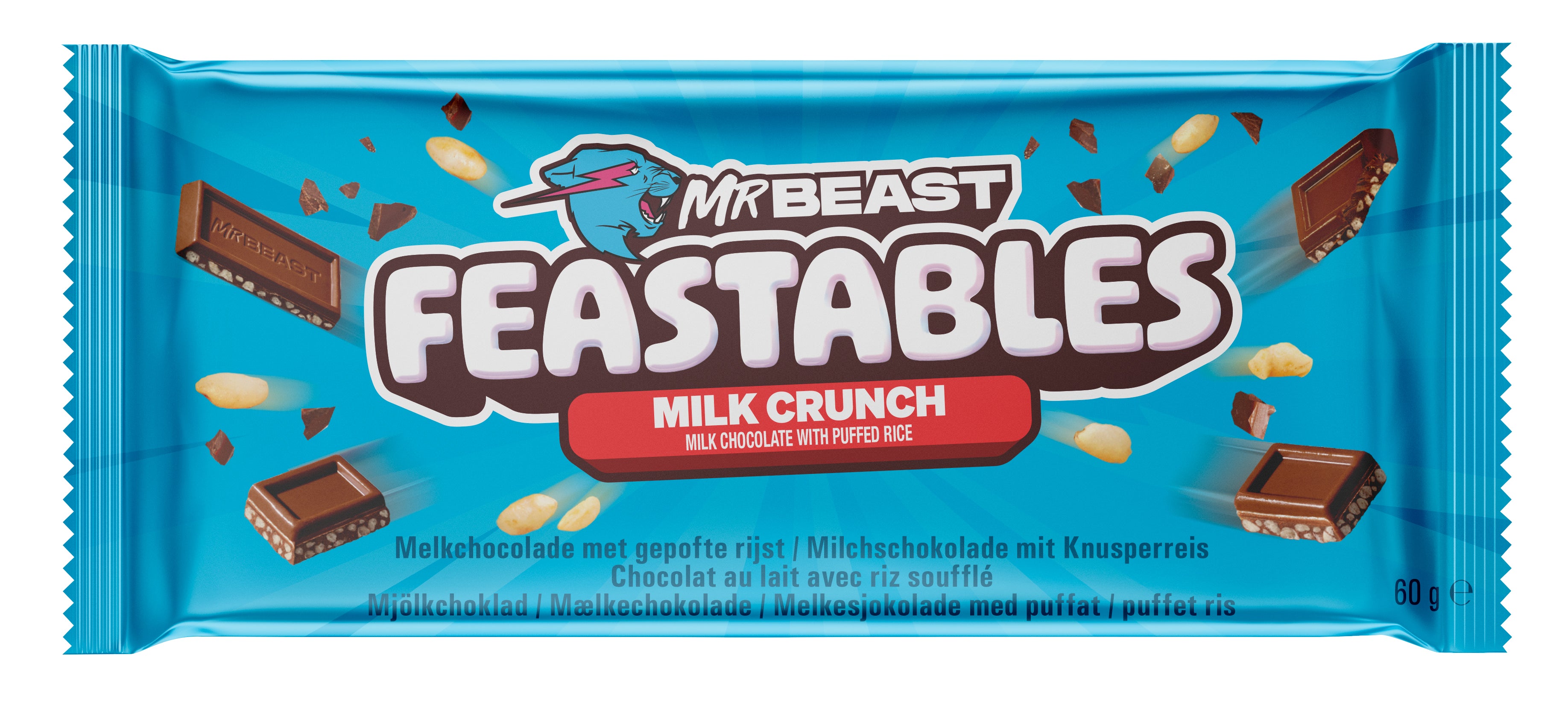 Mr Beast Feastables Milk Chocolate Crunch Bar 10 x 60g