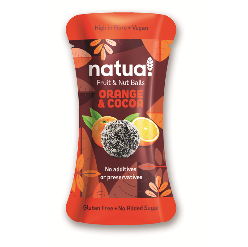 Natua! Orange & Cocoa Energy Balls - Vegan Healthy Snack Multipack (12 x 28g)