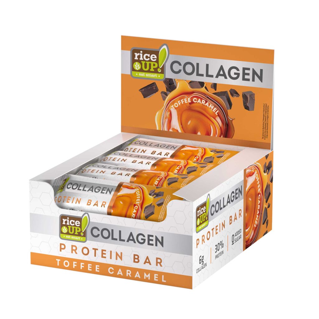 riceUP! Collagen Protein Bar Toffee Caramel, 12 x 50g