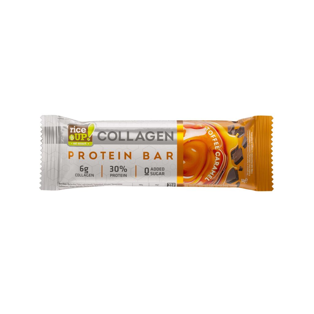 riceUP! Collagen Protein Bar Toffee Caramel, 12 x 50g
