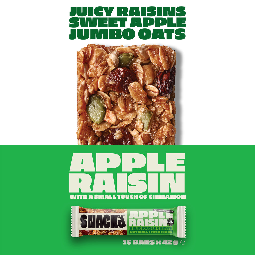 SNACK'd Gut Friendly Oat Bar Apple & Raisin 16 x 42g